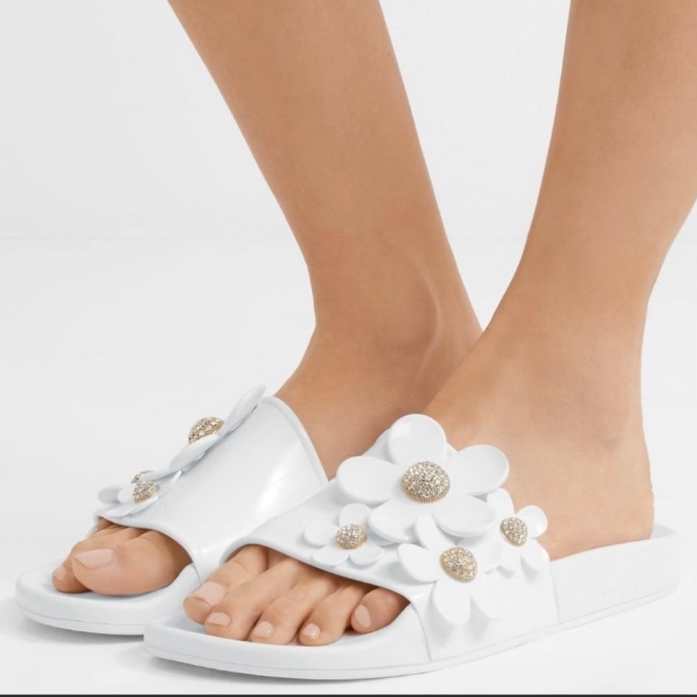 🔥🔥🔥NEW Marc Jacob White Daisy Flat Slide Sandal